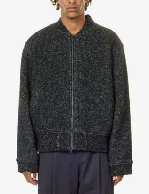 EMPORIO ARMANI Speckled-Knit Wool-Blend Bomber Jacket detail 3