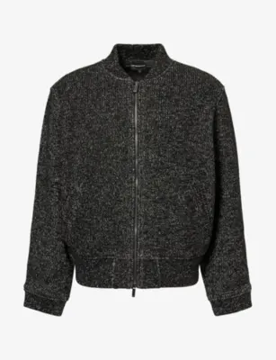 EMPORIO ARMANI Speckled-Knit Wool-Blend Bomber Jacket