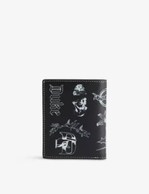 DUKE & DEXTER Midnight Chateau Sketch-Print Leather Wallet detail 3