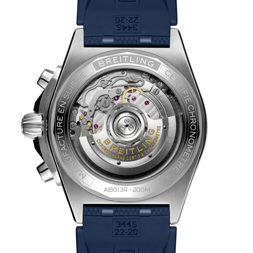 Breitling Chronomat B01 Chronograph 42mm Mens Watch Blue Rubber detail 2