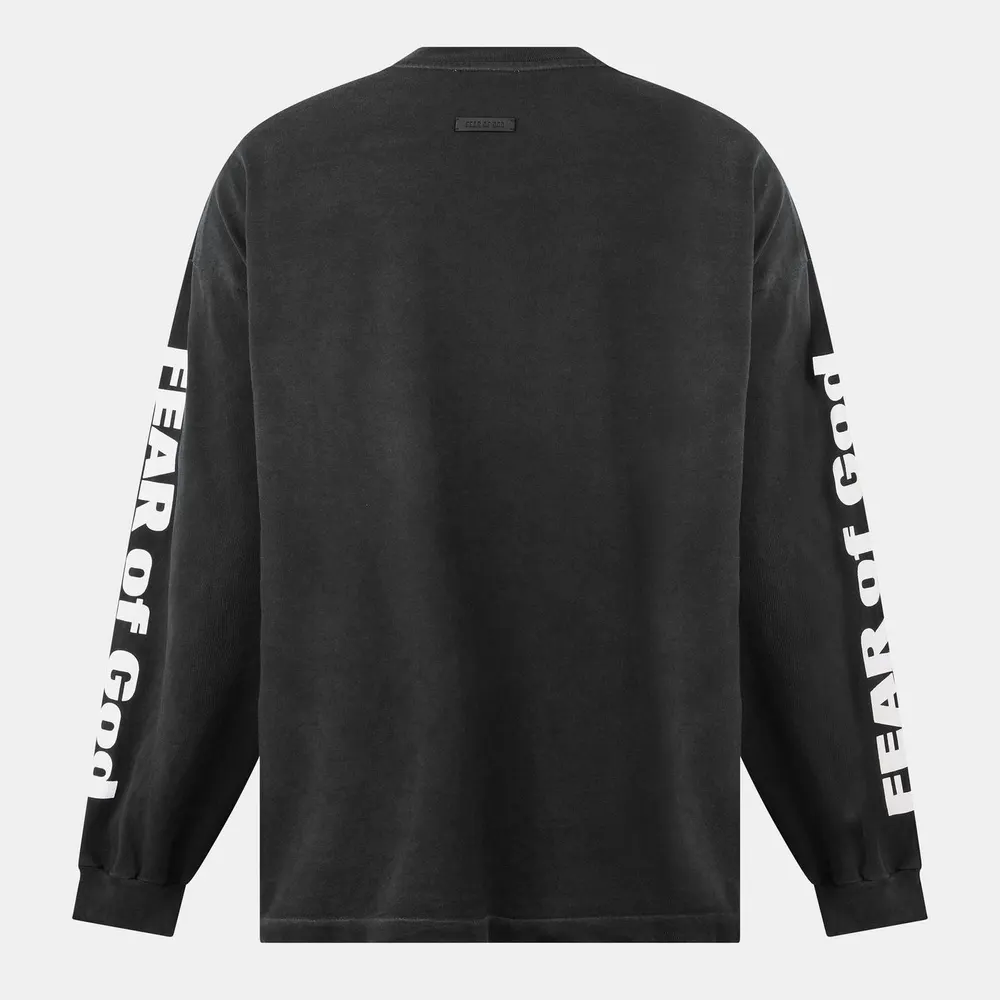 Fear Of God Men's Relaxed Fit Long Sleeve T-Shirt in Black/Beige, additional product view 2