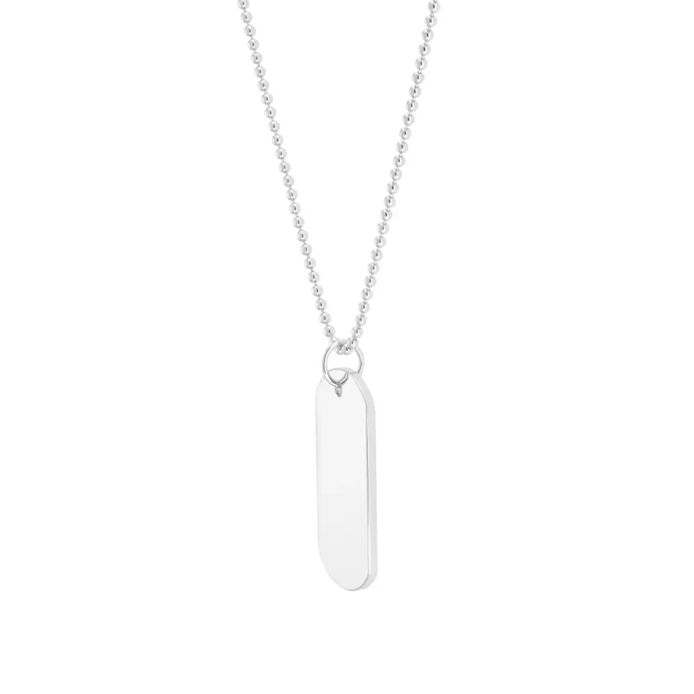 For Him Sterling Silver Double Dog Tag Beaded Chain Necklace detail 3