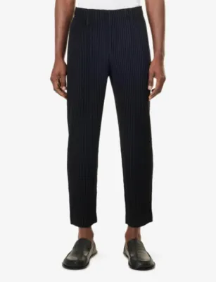 HOMME PLISSE ISSEY MIYAKE Basics Straight-Leg Knitted Trousers in 15-black, additional product view 3