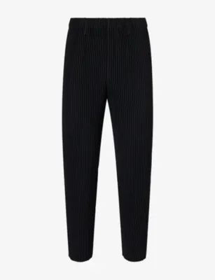 HOMME PLISSE ISSEY MIYAKE Basics Straight-Leg Knitted Trousers in 15-black – Mens | Trousers & shorts | Casual