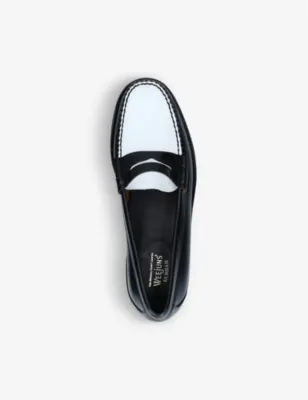 BASS WEEJUNS Larkin two-tone leather penny loafers in BLK/WHITE, additional product view 2