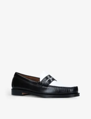 BASS WEEJUNS Larkin two-tone leather penny loafers in BLK/WHITE, additional product view 3