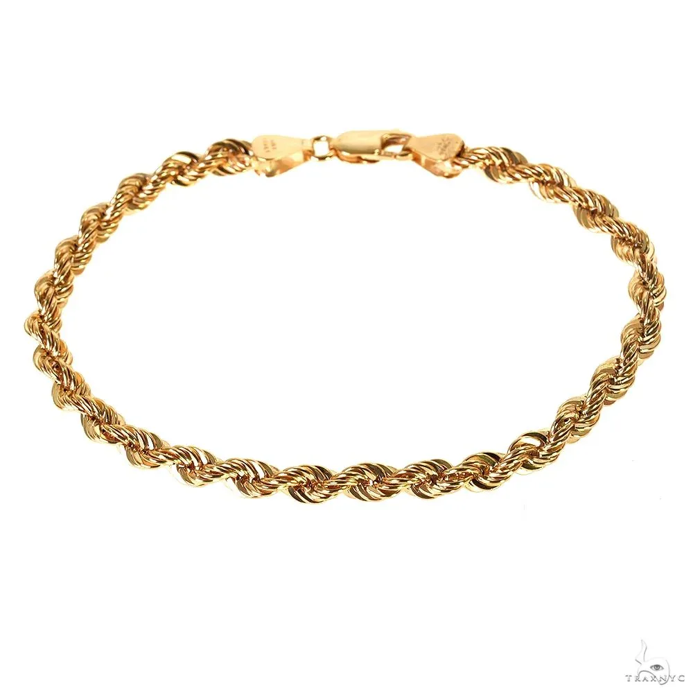 JALGAS - SKYLINE JEWELRY 14k Yellow Gold Hollow Rope Link Bracelet 4.7mm 8 Inches 70075 in Yellow – Bracelet