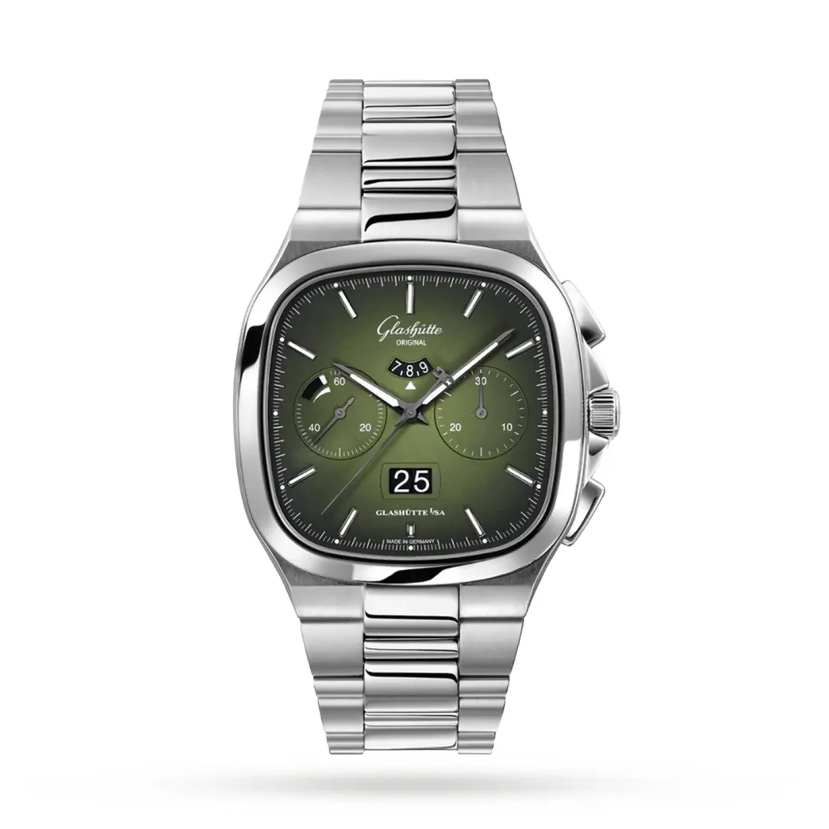 Glashutte Original Vintage Seventies Panorama Date 40mm Mens Watch - Stainless Steel Strap