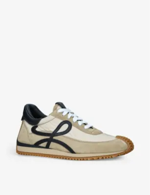 LOEWE Flow Runner monogram leather and shell trainers - EUR 44 / 10 UK MEN in BEIGE COMB, additional product view 3
