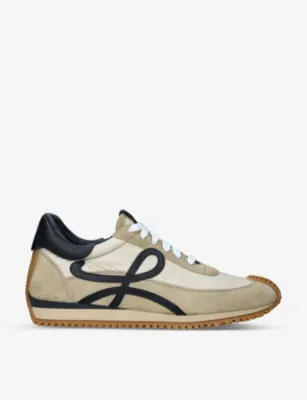 LOEWE Flow Runner monogram leather and shell trainers - EUR 44 / 10 UK MEN in BEIGE COMB – Mens | Trainers | Lace up trainers