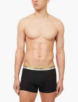CALVIN KLEIN Pride Branded Stretch-Cotton Trunks in BLACK, additional product view 2