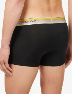 CALVIN KLEIN Pride Branded Stretch-Cotton Trunks in BLACK, additional product view 3