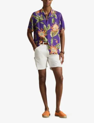 POLO RALPH LAUREN Printed Short-Sleeve Woven Shirt in 7155 Purple Floral, additional product view 2