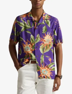 POLO RALPH LAUREN Printed Short-Sleeve Woven Shirt in 7155 Purple Floral, additional product view 3