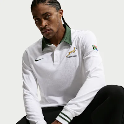 Nike Springboks Away Mens Nike Long-Sleeve Rugby Shirt - White/Gorge Green/Gorge Green