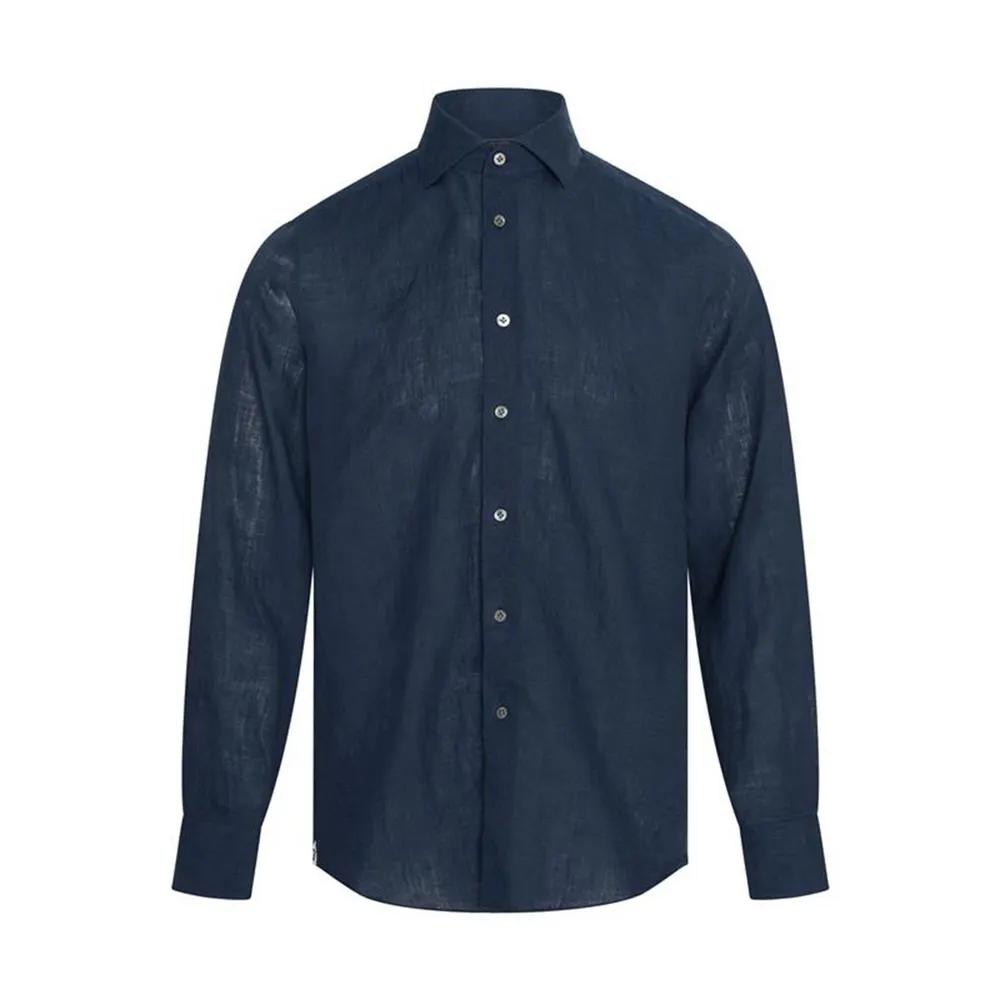 Gieves and Hawkes Men's Long Sleeve Plain Shirt in Navy – Clothing
