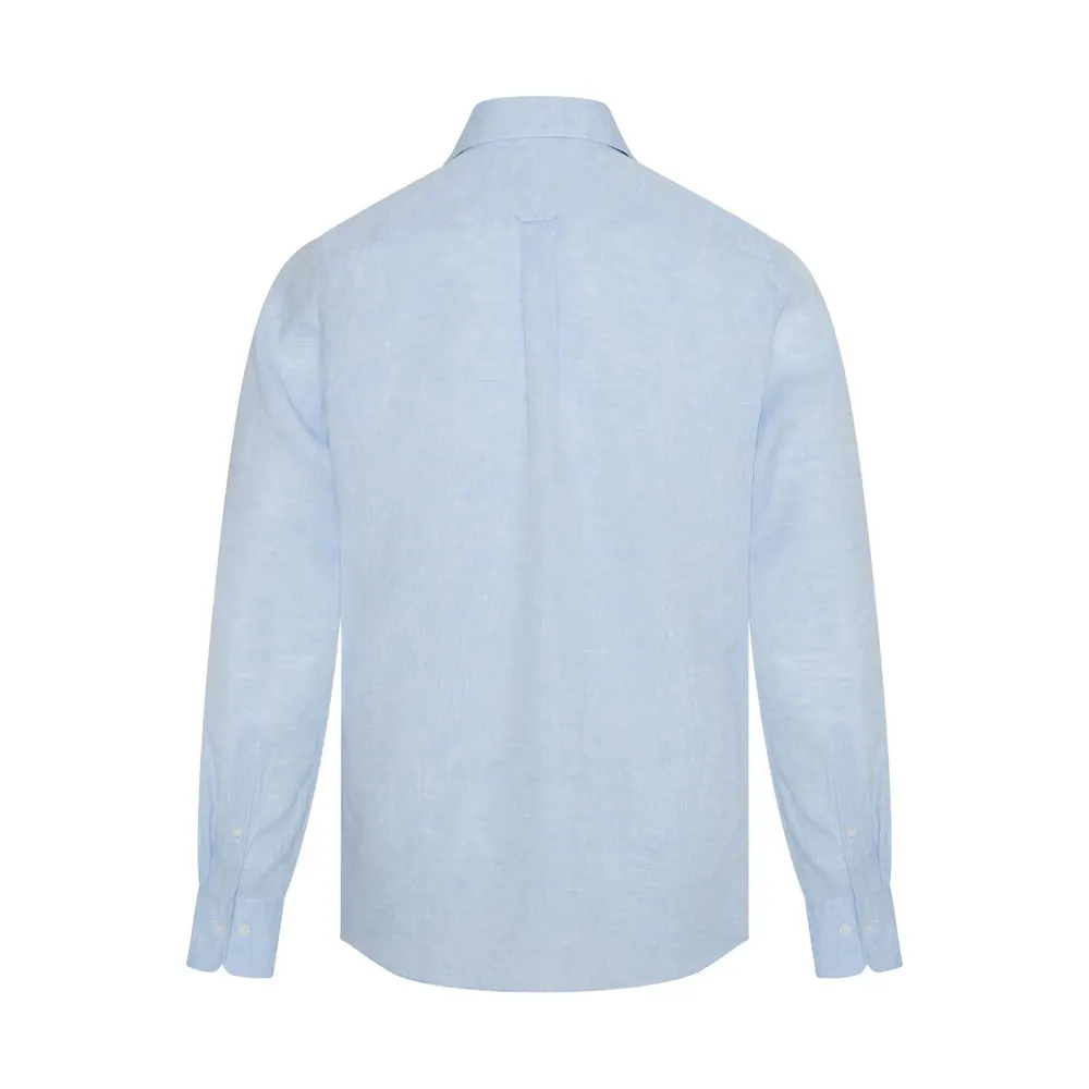 Gieves and Hawkes Men's Long Sleeve Plain Shirt in Light Blue, additional product view 2