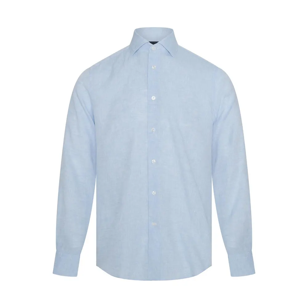 Gieves and Hawkes Men's Long Sleeve Plain Shirt in Light Blue – Clothing