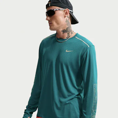 Nike Miler Men's Dri-FIT UV Protection Long-Sleeve Winterized Running Top - Bright Spruce