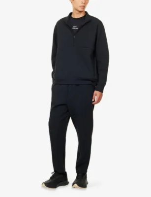 For Him Dri-Fit Quarter-Zip Stretch-Woven Sweatshirt in BLACK/DK SMOKE GREY, additional product view 2