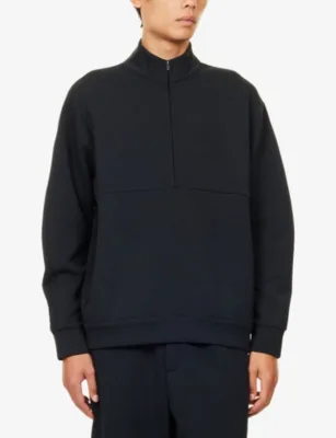 For Him Dri-Fit Quarter-Zip Stretch-Woven Sweatshirt in BLACK/DK SMOKE GREY, additional product view 3