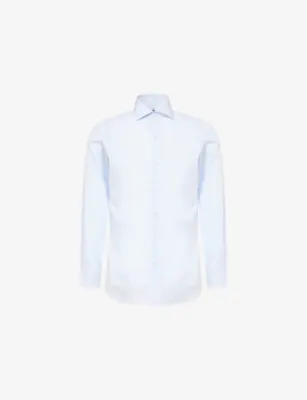 FINAMORE Napoli Regular-Fit Cotton Shirt in BLU DENIM – Mens | Shirts | Casual Shirts | Long-sleeved