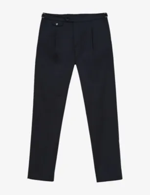 REISS Float Tailored-Fit Side-Adjuster Cotton-Blend Trousers - STONE