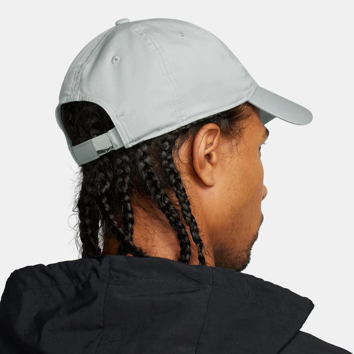 For Him Nike Metal Swoosh Cap in Grey/Silver, additional product view 2