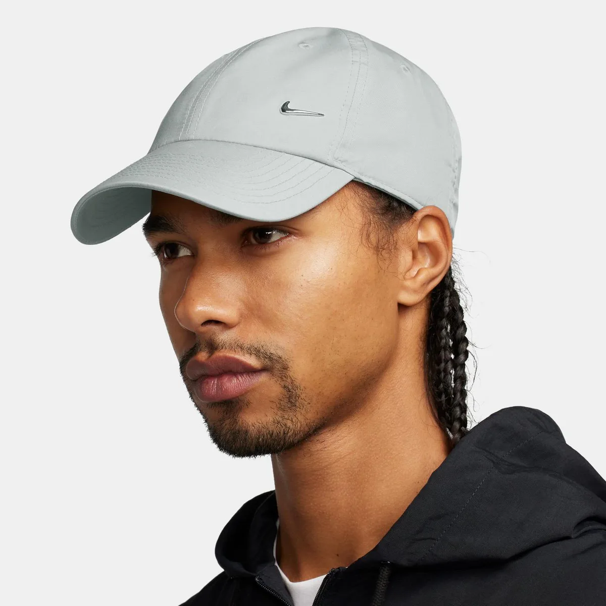 For Him Nike Metal Swoosh Cap in Grey/Silver, additional product view 3
