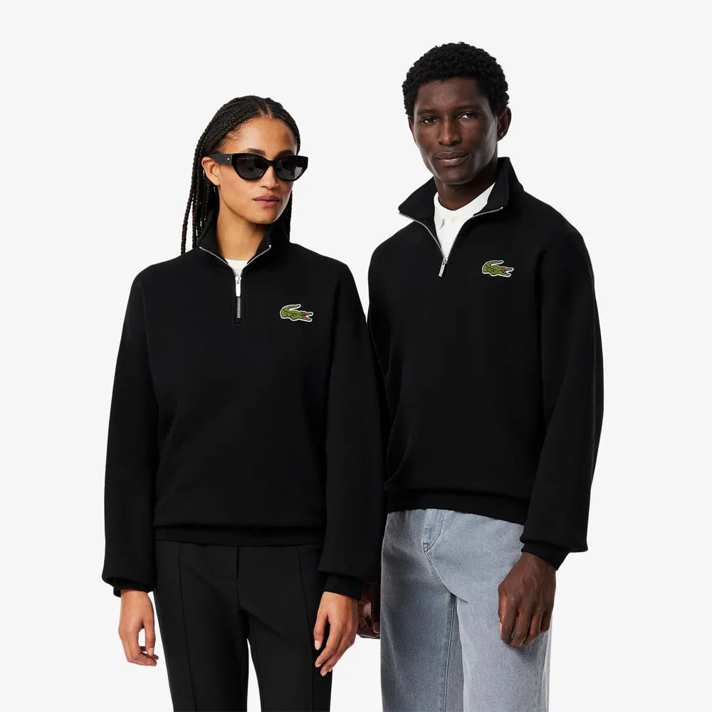 Lacoste Loose-Fit Zip Neck Badge Accent Sweatshirt detail 3