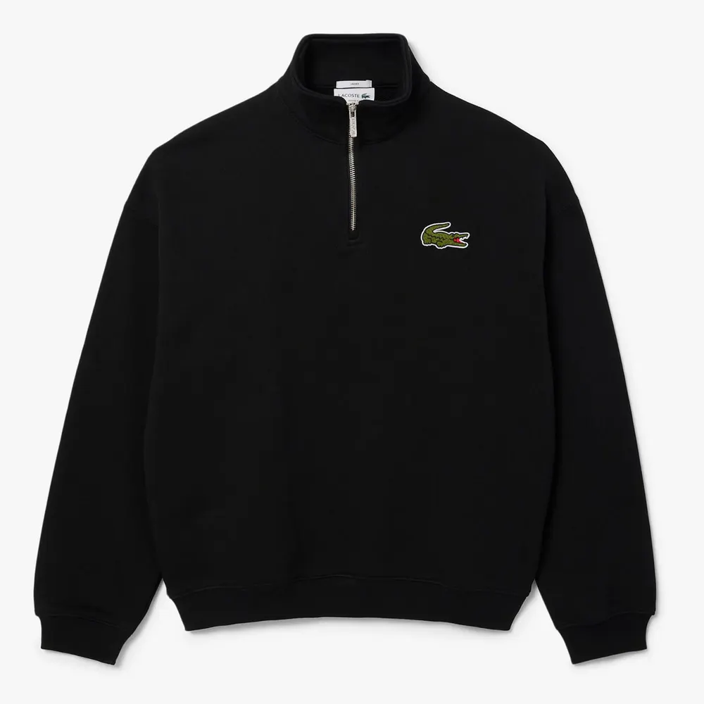 Lacoste Loose-Fit Zip Neck Badge Accent Sweatshirt