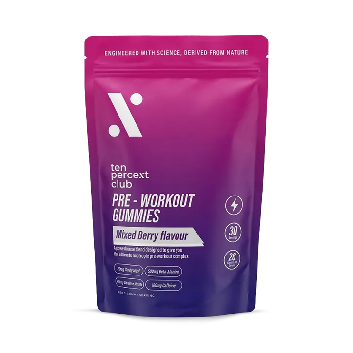 The Ten Percent Club Pre Workout Gummies Mixed Berry 60 Gummy – Active Nutrition > Pre Workout & Energy > Pre Workout