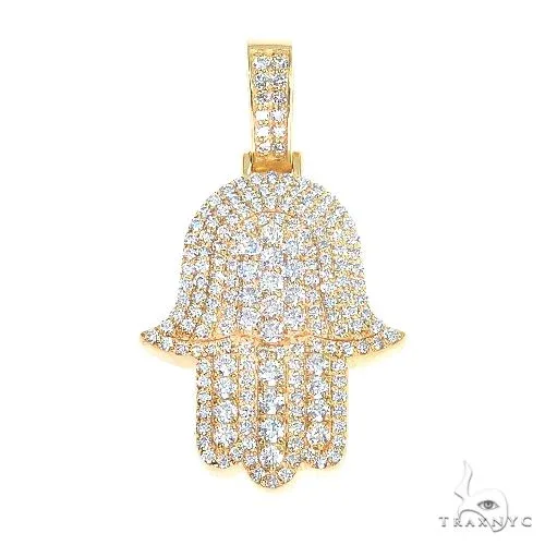 AHMED - MOON JEWELRY 14K Gold Hamsa Diamond Pendant 66871 in Rose – Pendant