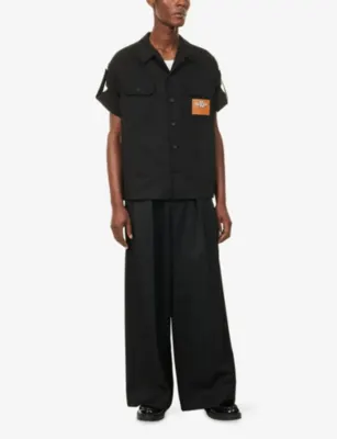 SIMONE ROCHA Peeling-Waist Wide-Leg Wool-Blend Trousers detail 2