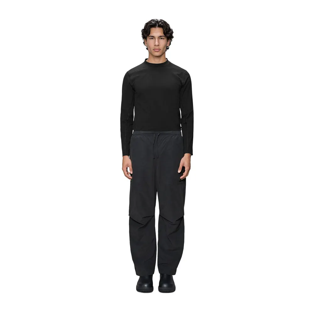Rains Men's Woven Cotton Straight-Leg Trousers in Black 01, additional product view 3
