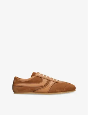 DRIES VAN NOTEN Stripe-Embroidered Suede and Leather Low-Top Trainers - EUR 46 / 12 UK MEN in TAN – Mens | Trainers | Lace up trainers