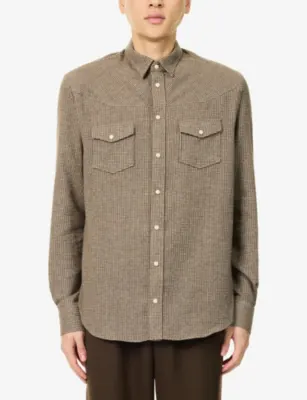 EMPORIO ARMANI Western Check Flannel Cotton-Blend Shirt detail 3