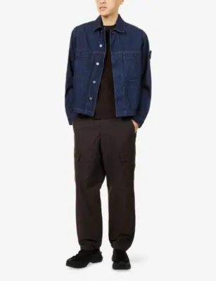 STONE ISLAND Patch-Pocket Long-Sleeve Denim Jackets in BLUE RINSE, additional product view 2