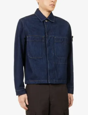 STONE ISLAND Patch-Pocket Long-Sleeve Denim Jackets in BLUE RINSE, additional product view 3