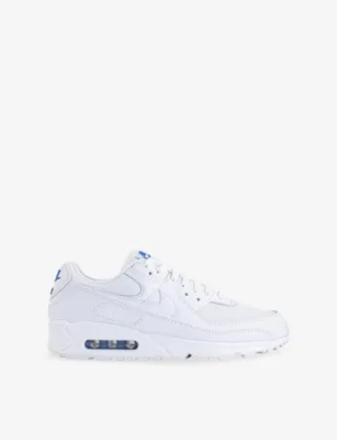 For Him Air Max 90 Leather And Mesh Trainers - 11 in WHITE WHITE BLUE CRYSTAL – Mens | Trainers | Lace up trainers