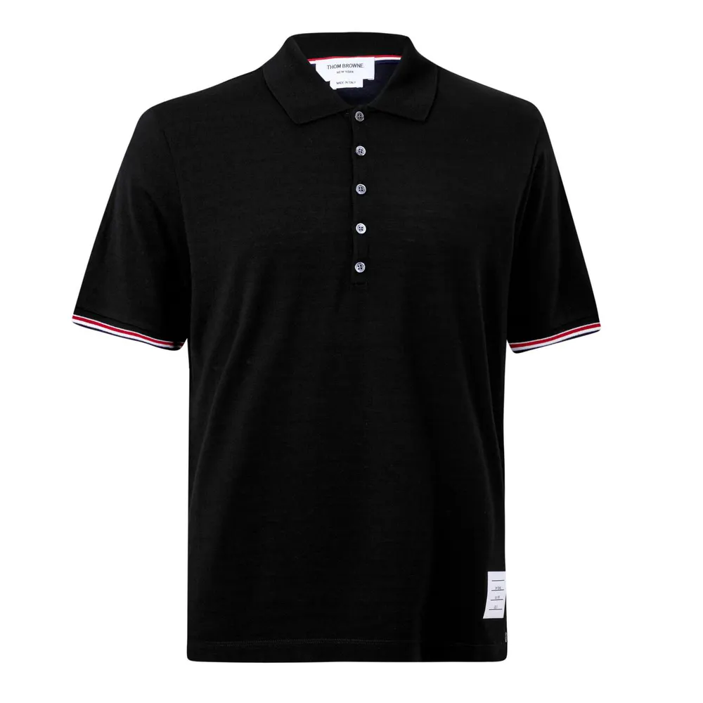 Thom Browne TB SS Rib Cuff Polo Sn64 in Black – Clothing