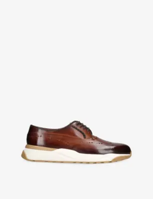 SANTONI Innova Leather Derby Trainers - EUR 42.5 / 8.5 UK MEN in TAN – Mens | Trainers | Lace up trainers
