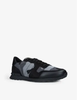 VALENTINO GARAVANI Rockrunner camouflage-print leather trainers - 5 in BLK/GREY, additional product view 3