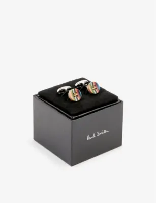PAUL SMITH Button zinc-plated copper and resin cufflinks detail 3