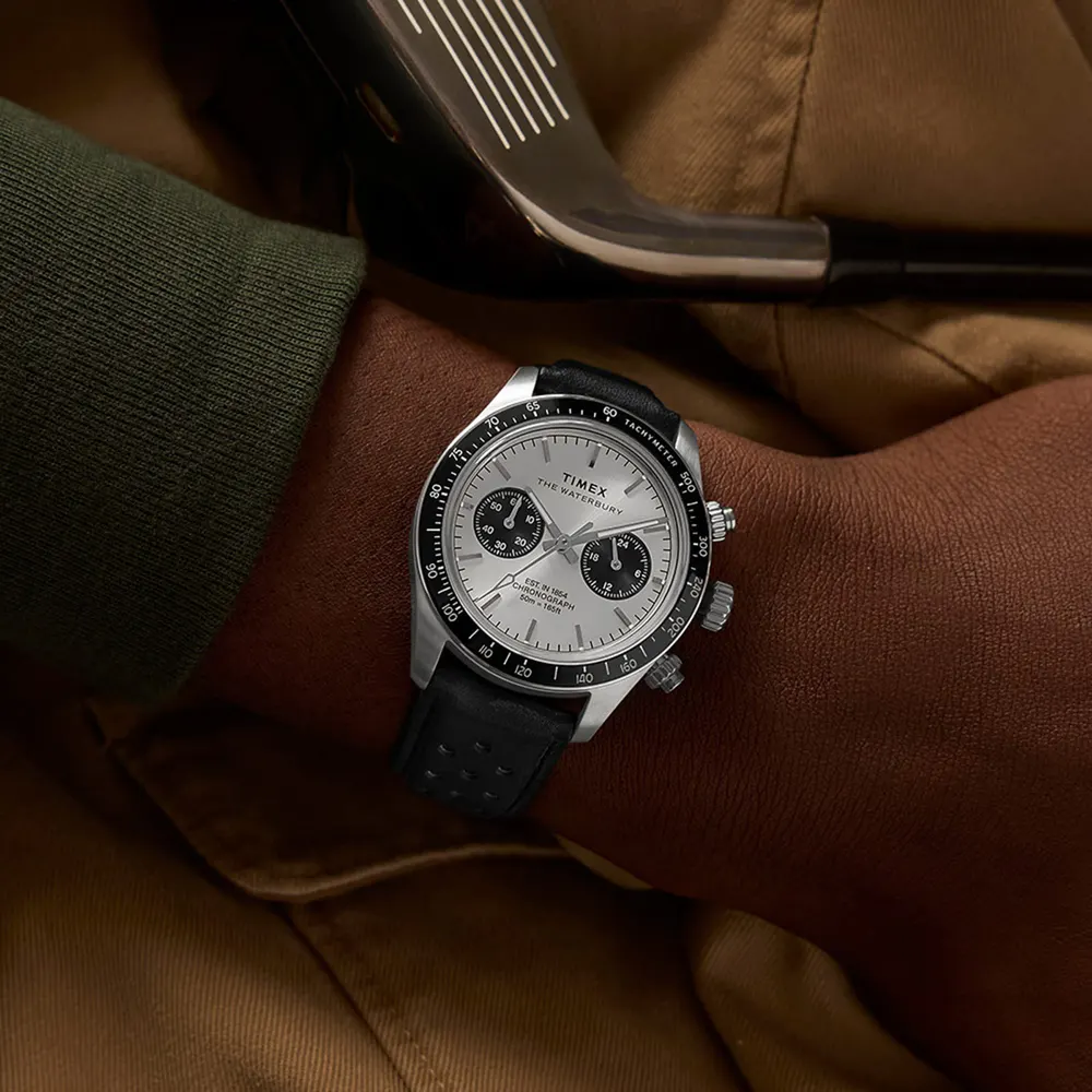 Timex Waterbury Heritage Chronograph 39mm Mens Watch Silver in Silver, additional product view 2
