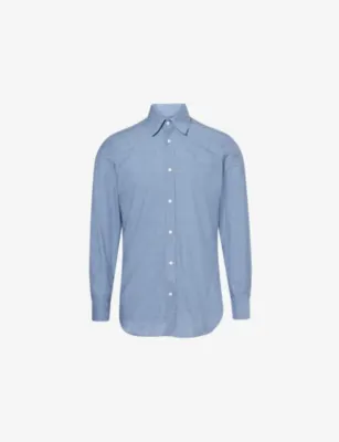 DUNHILL Chambray Long-Sleeve Cotton Shirt - 15.75