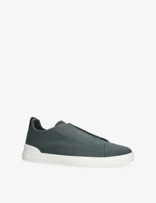 ZEGNA X3 Triple Stitch Woven Low-Top Trainers - EUR 44.5 / 10.5 UK MEN in BLUE/DARK, additional product view 3