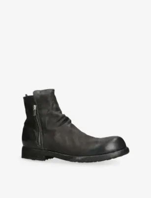 OFFICINE CREATIVE Bulla Side-Zip Leather Ankle Boots - EUR 46 / 12 UK MEN in GREY/DARK, additional product view 3
