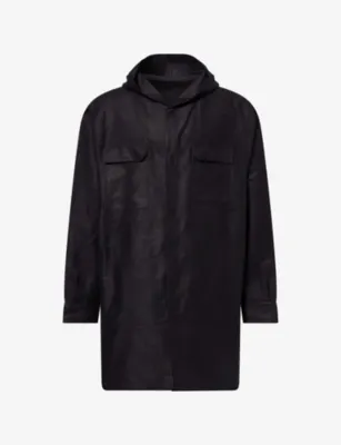 RICK OWENS Longline Hooded Woven Shirt