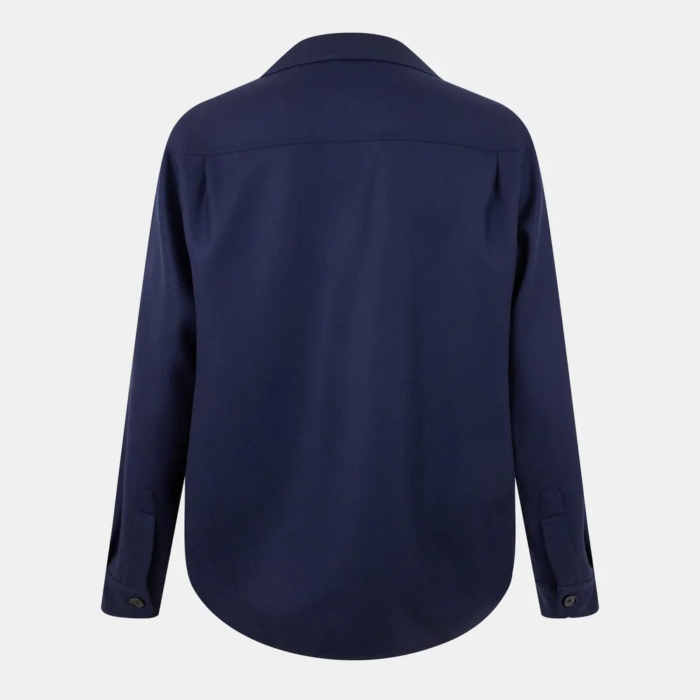 Brioni Men's Mother-of-Pearl Button Natural Stretch Overshirt in Navy, additional product view 2